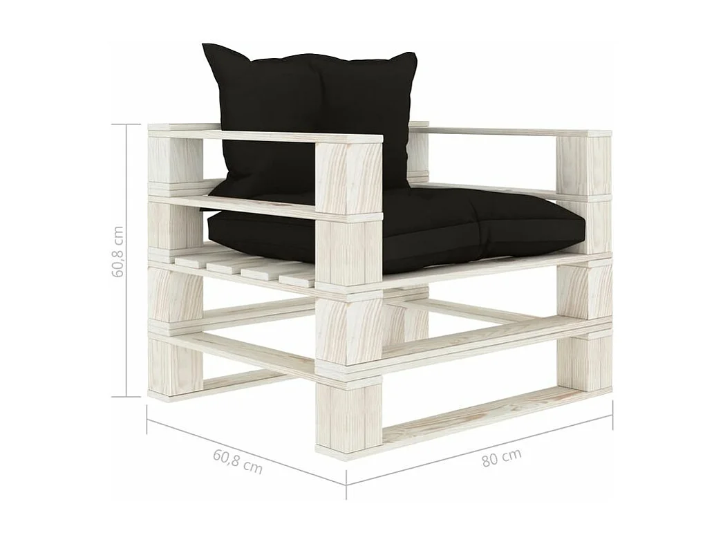 Canapé palette de jardin avec coussins noir Bois
