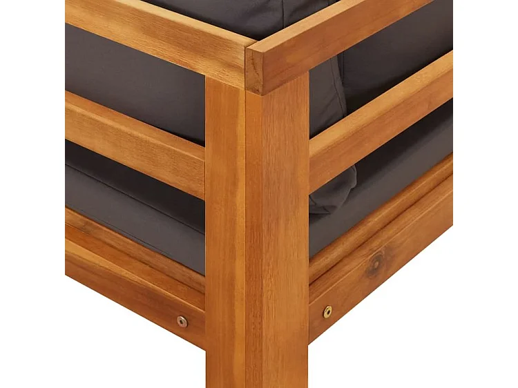 Salon de jardin 5 pcs avec coussins gris foncé Bois d'acacia