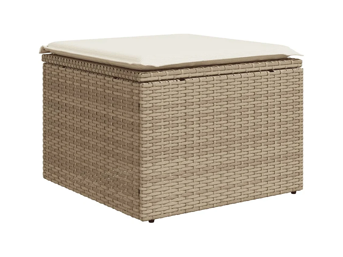 Salon de jardin avec coussins 8 pcs beige résine tressée