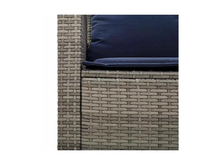 Canapé de jardin 2 places coussins et table gris résine tressée