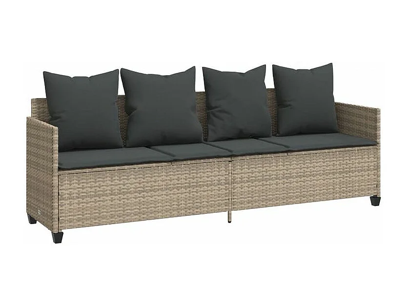 Salon de jardin 5 pcs avec coussins gris clair résine tressée