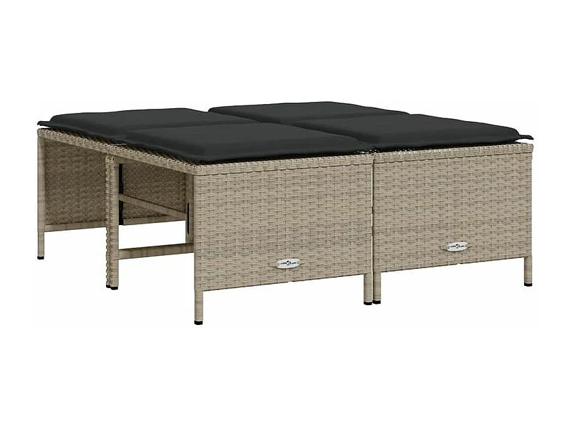 Salon de jardin 5 pcs avec coussins gris clair résine tressée