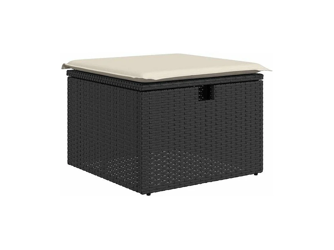 Salon de jardin 7 pcs avec coussins noir résine tressée