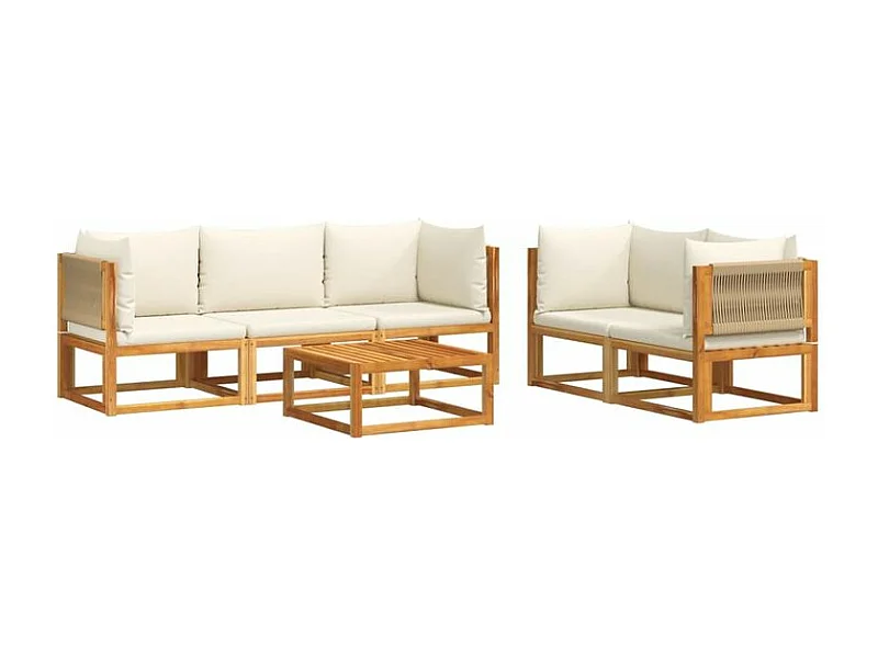 Salon de jardin avec coussins 6 pcs bois d'acacia solide