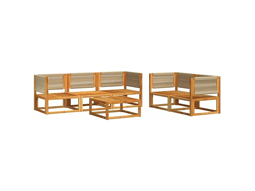 Salon de jardin avec coussins 6 pcs bois d'acacia solide