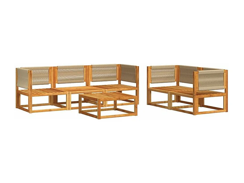 Salon de jardin avec coussins 6 pcs bois d'acacia solide