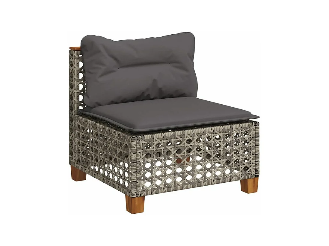 Salon de jardin avec coussins 7 pcs gris résine tressée