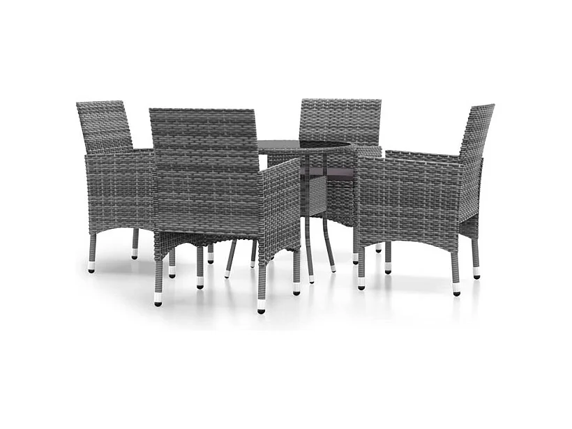 Ensemble à manger de jardin 5 pcs Résine tressée Gris