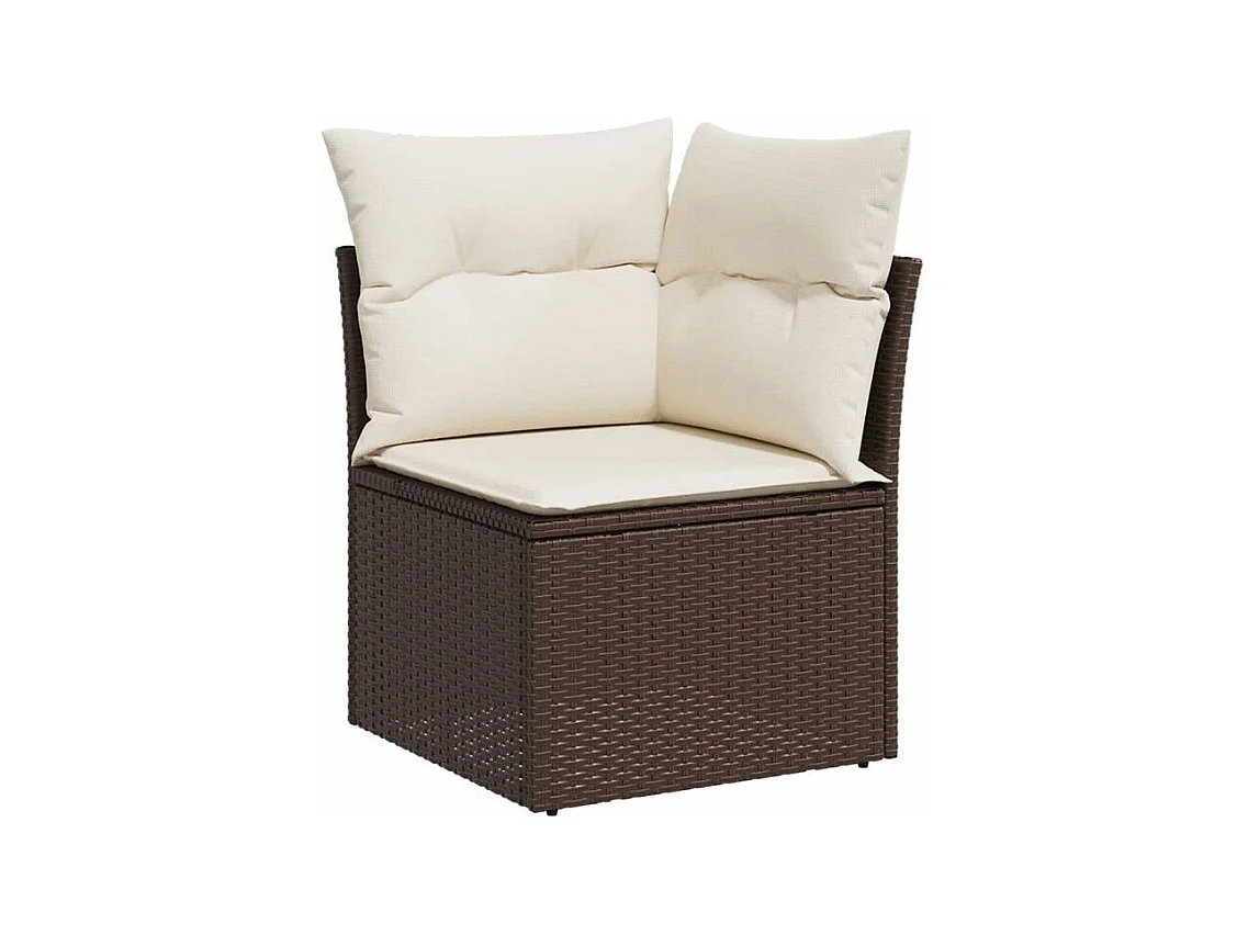Salon de jardin 8 pcs avec coussins marron résine tressée