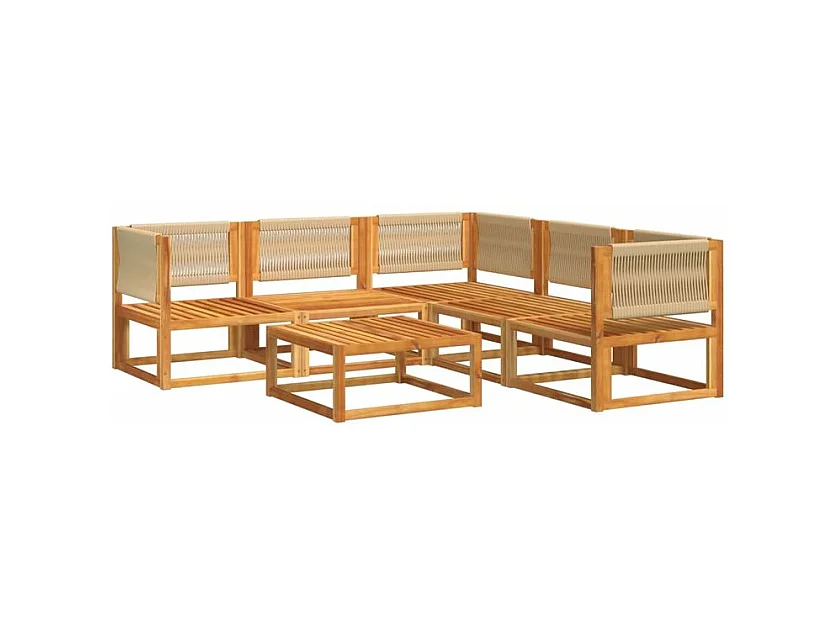 Salon de jardin avec coussins 6 pcs bois d'acacia solide