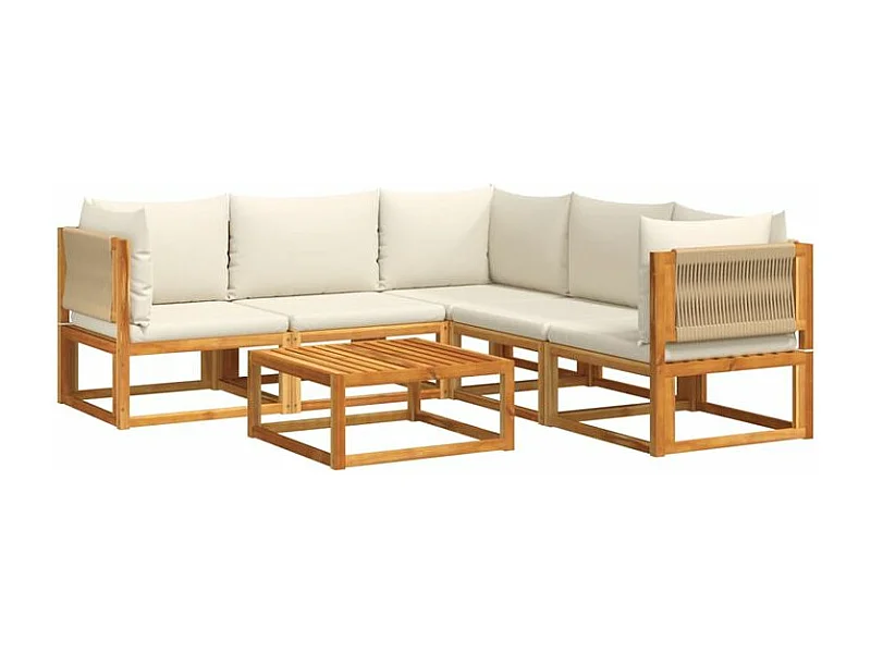 Salon de jardin avec coussins 6 pcs bois d'acacia solide