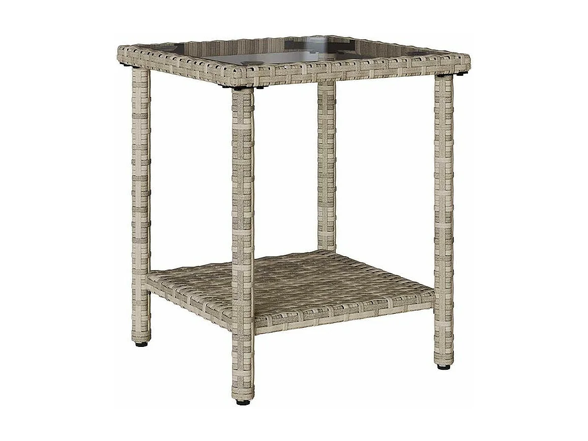 Canapé de jardin table et coussins en forme de L gris clair