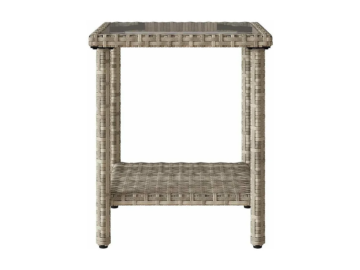 Canapé de jardin table et coussins en forme de L gris clair