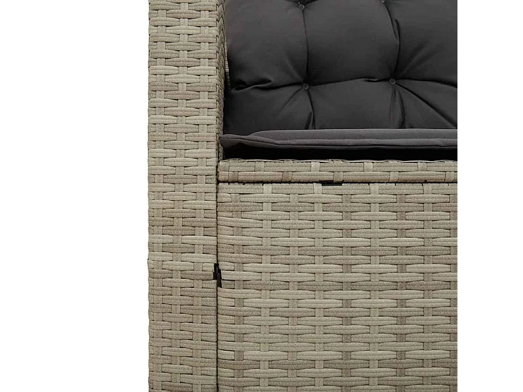 Canapé de jardin table et coussins en forme de L gris clair