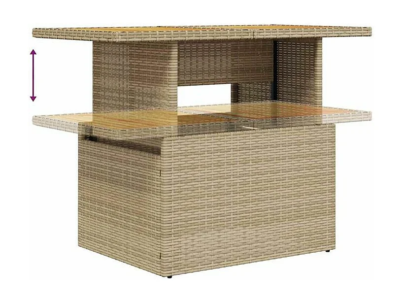 Salon de jardin 11 pcs avec coussins beige résine tressée