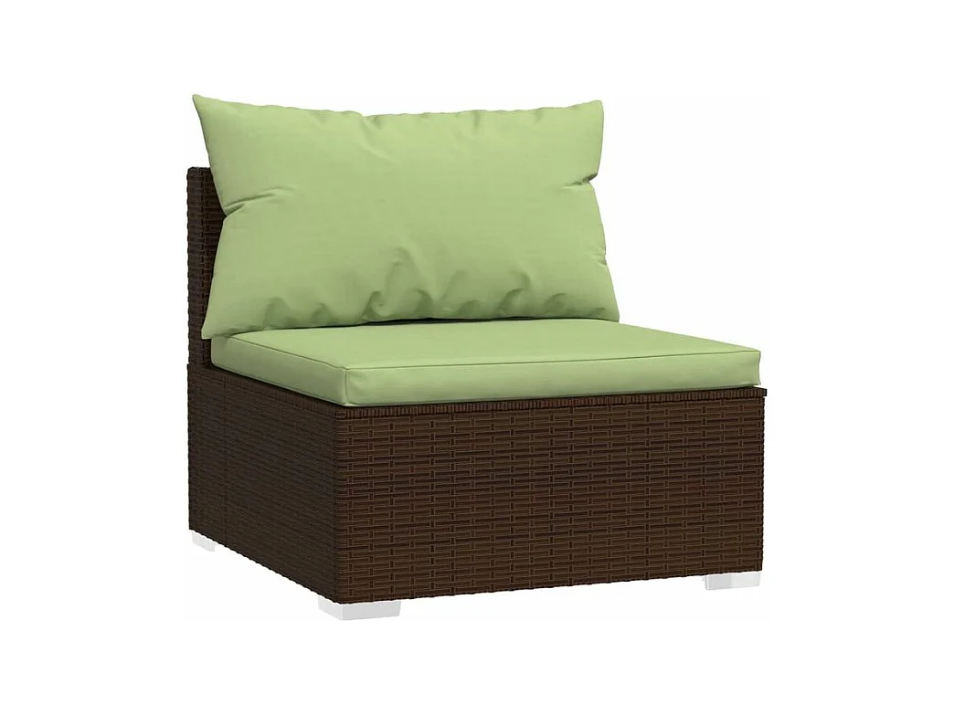 Salon de jardin 4 pcs avec coussins Marron Résine tressée