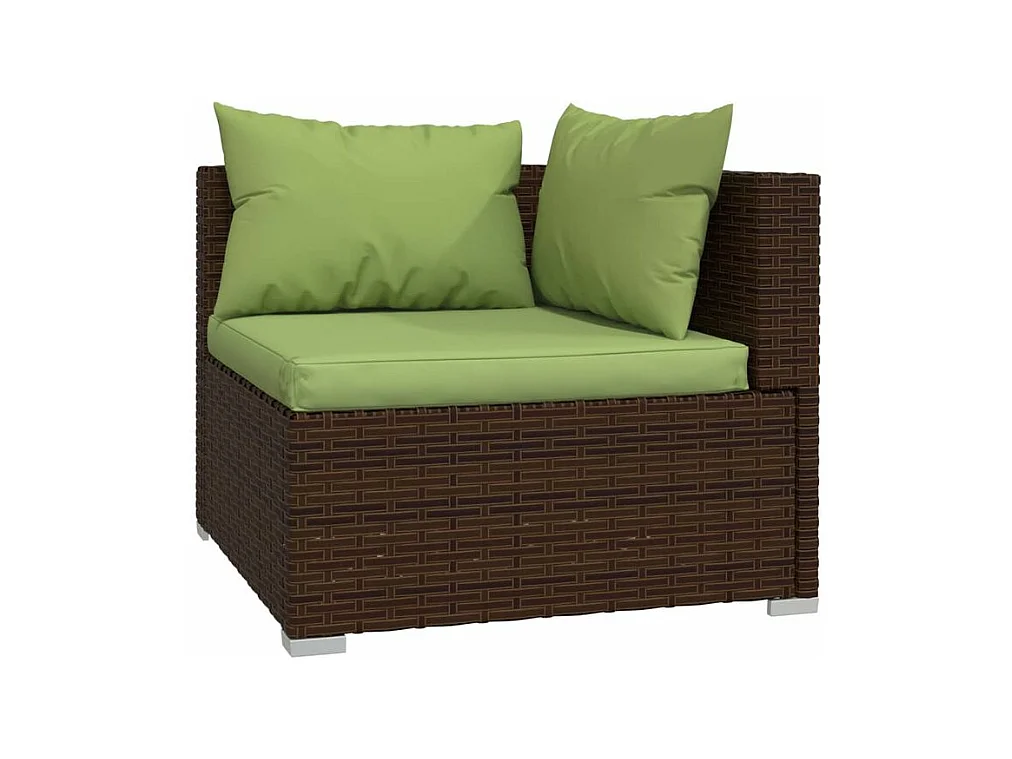 Salon de jardin 4 pcs avec coussins Marron Résine tressée