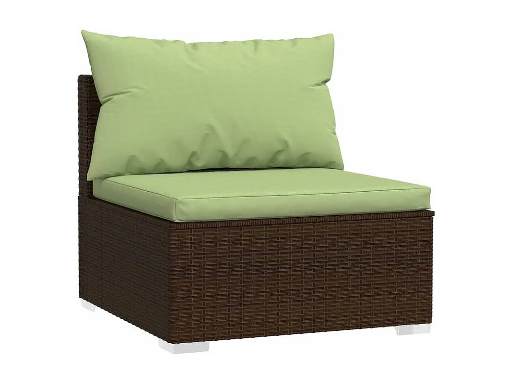 Salon de jardin 4 pcs avec coussins Marron Résine tressée