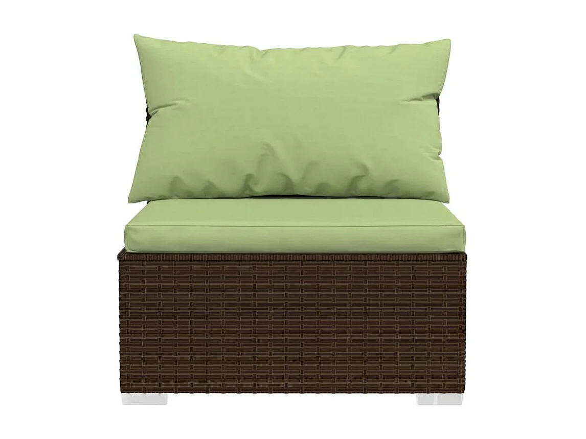 Salon de jardin 4 pcs avec coussins Marron Résine tressée