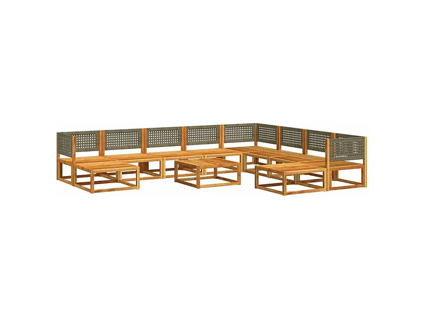 Salon de jardin avec coussins 11 pcs bois massif d'acacia