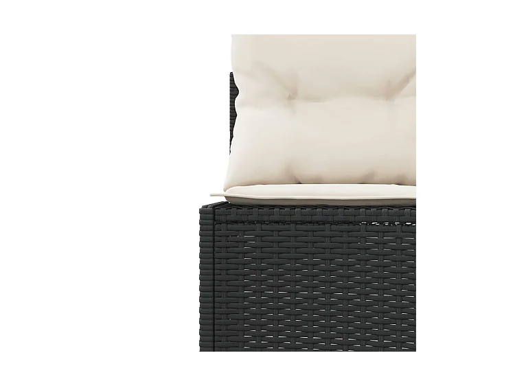 Canapé de jardin avec coussins rond noir résine tressée
