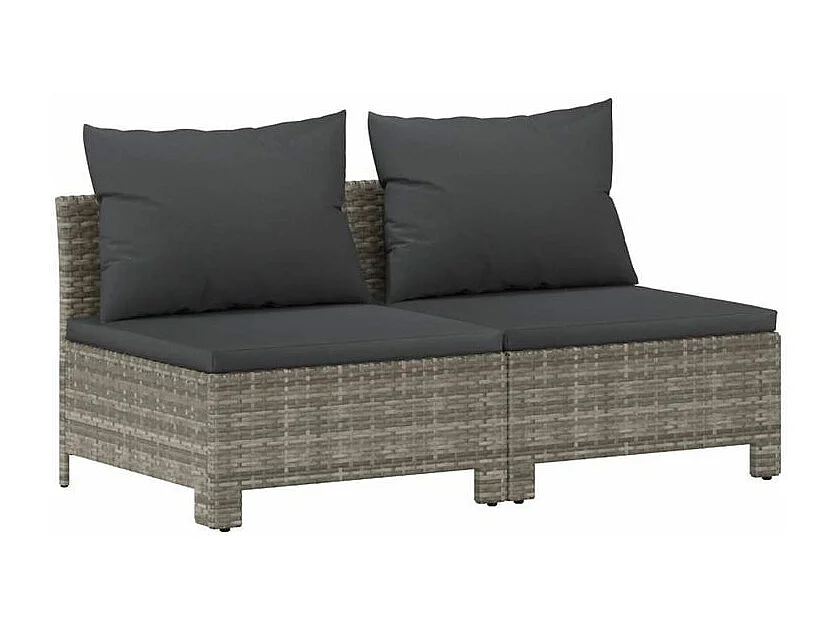 Salon de jardin 7 pcs avec coussins Gris Résine tressée