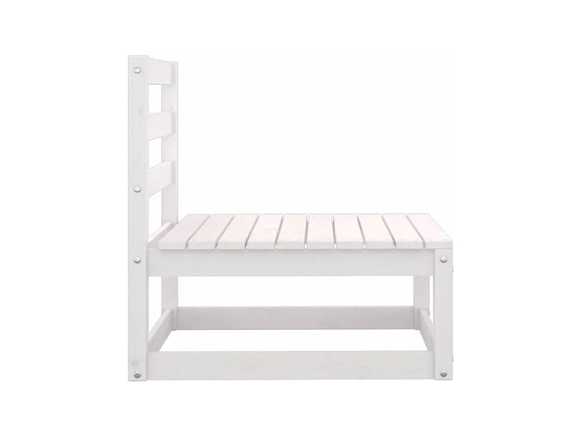 Canapé central de jardin blanc bois de pin massif