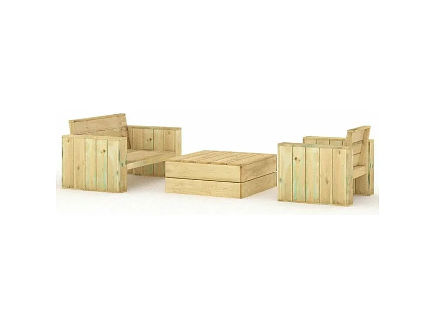 Salon de jardin 3 pcs Bois massif de pin imprégné