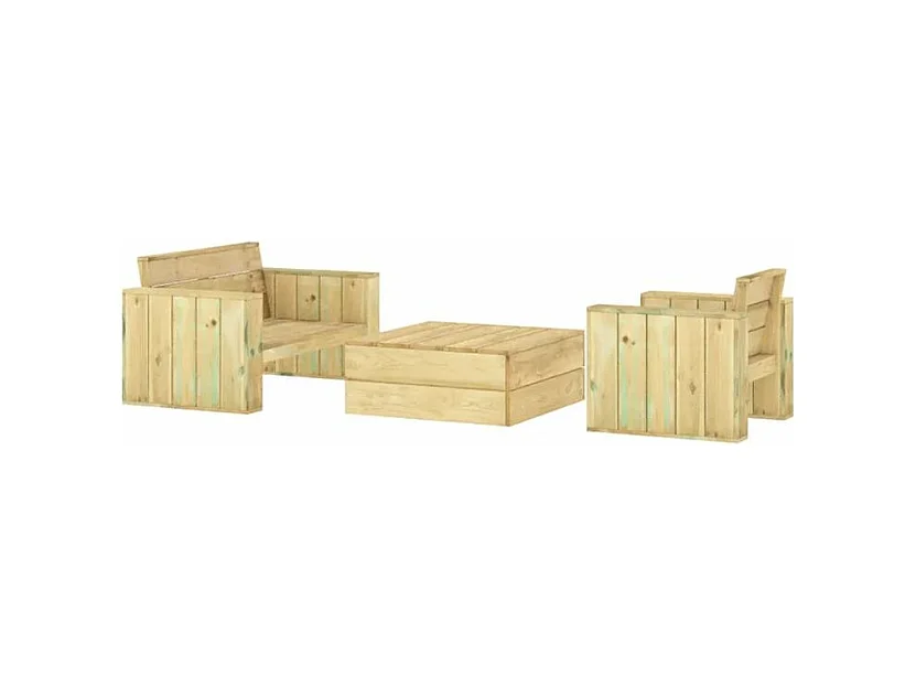 Salon de jardin 3 pcs Bois massif de pin imprégné