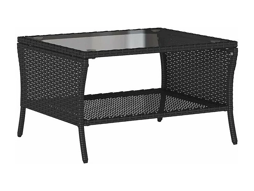 Canapé de jardin 2 places coussins et table noir résine tressée