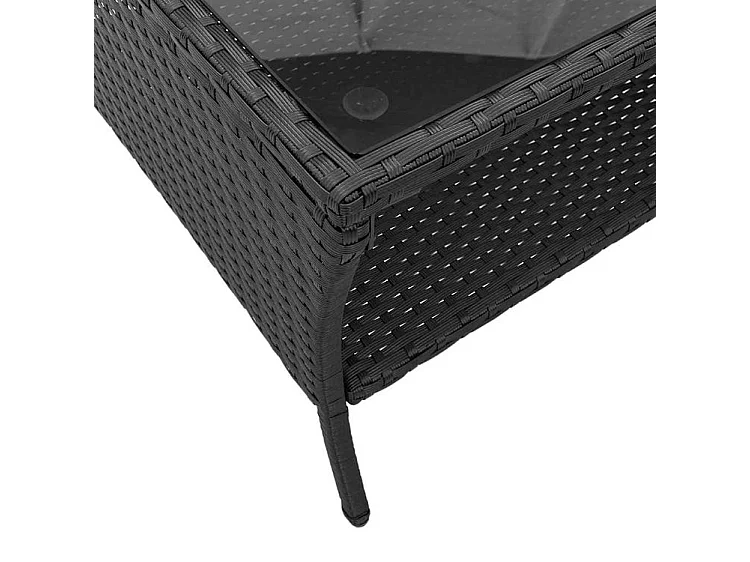 Canapé de jardin 2 places coussins et table noir résine tressée