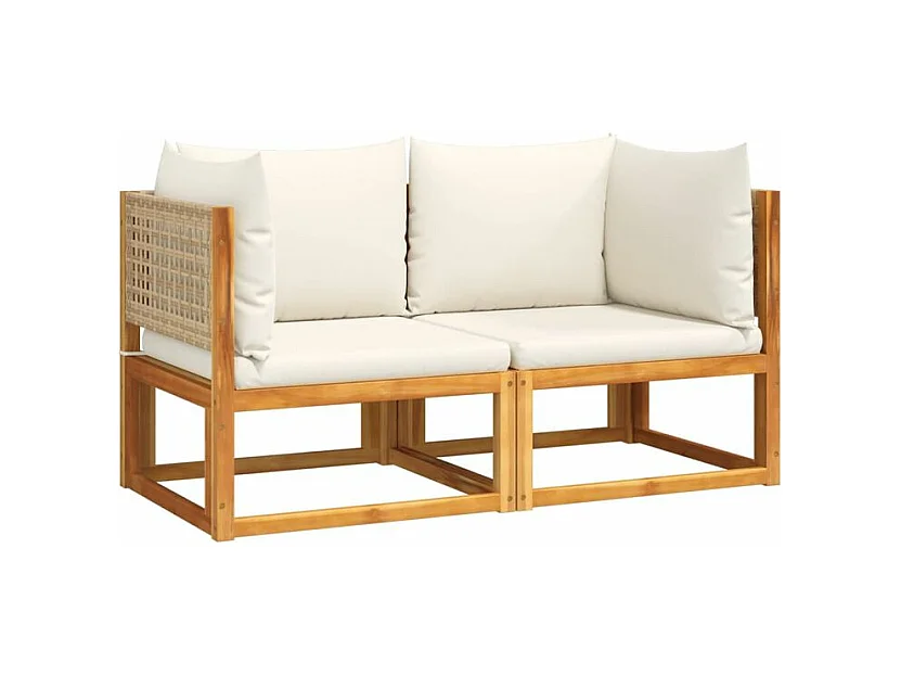 Canapés d'angle de jardin et coussins 2pcs bois massif d'acacia