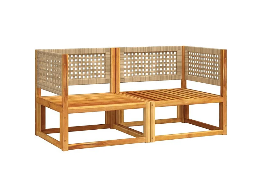 Canapés d'angle de jardin et coussins 2pcs bois massif d'acacia