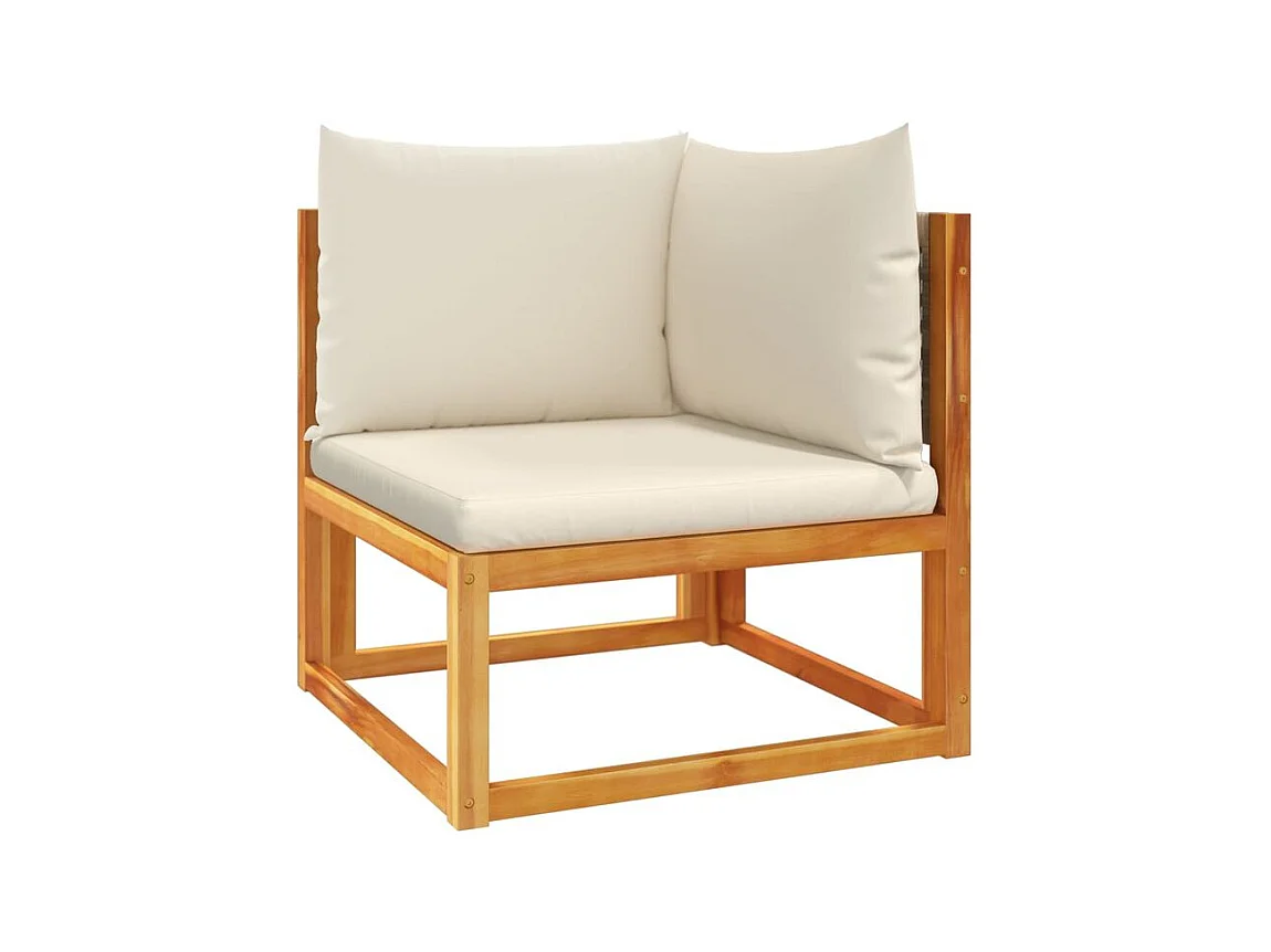 Canapés d'angle de jardin et coussins 2pcs bois massif d'acacia