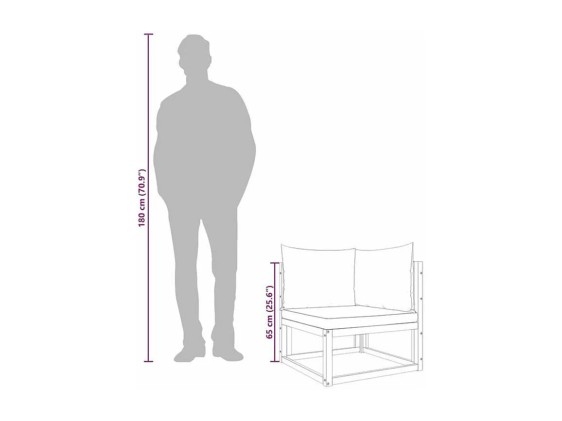 Canapés d'angle de jardin et coussins 2pcs bois massif d'acacia