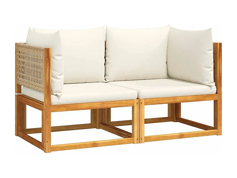 Canapés d'angle de jardin et coussins 2pcs bois massif d'acacia