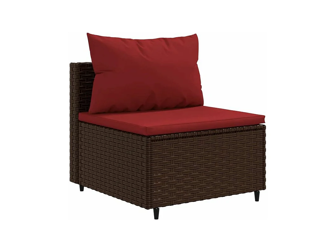 Salon de jardin avec coussins 7 pcs marron résine tressée
