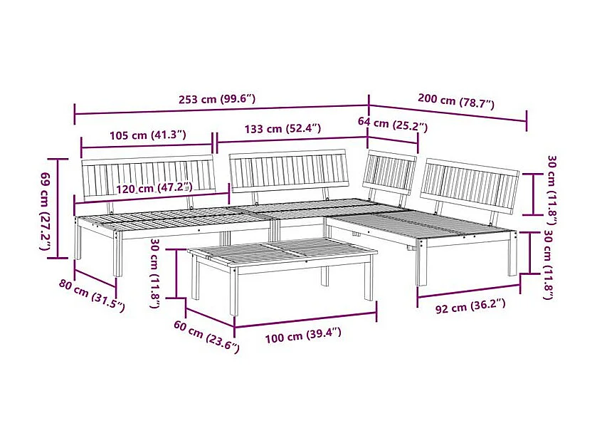 Salon palette de jardin 4 pcs bois d'acacia massif