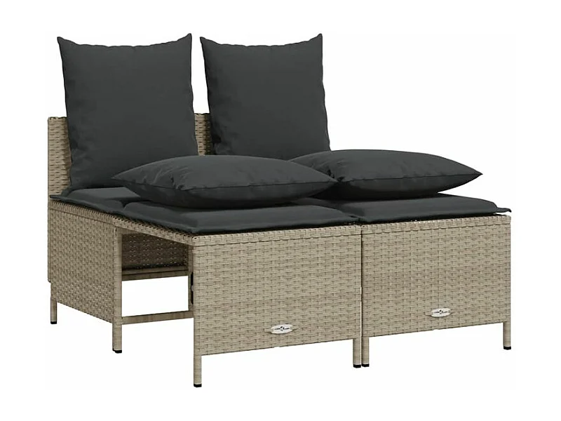 Salon de jardin 4 pcs avec coussins gris clair résine tressée