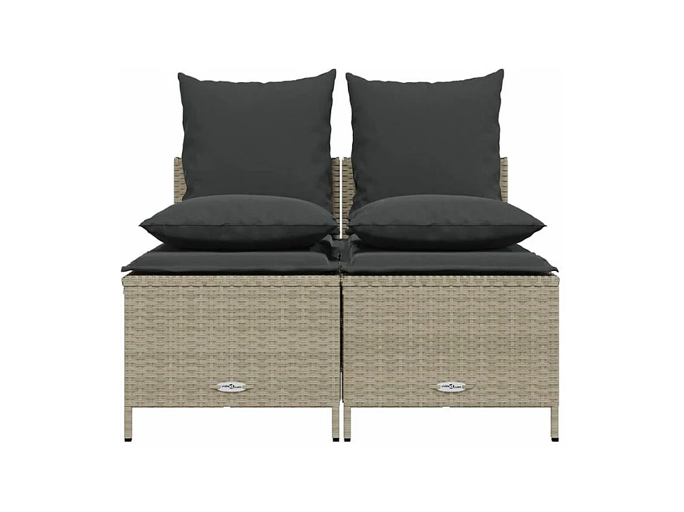 Salon de jardin 4 pcs avec coussins gris clair résine tressée