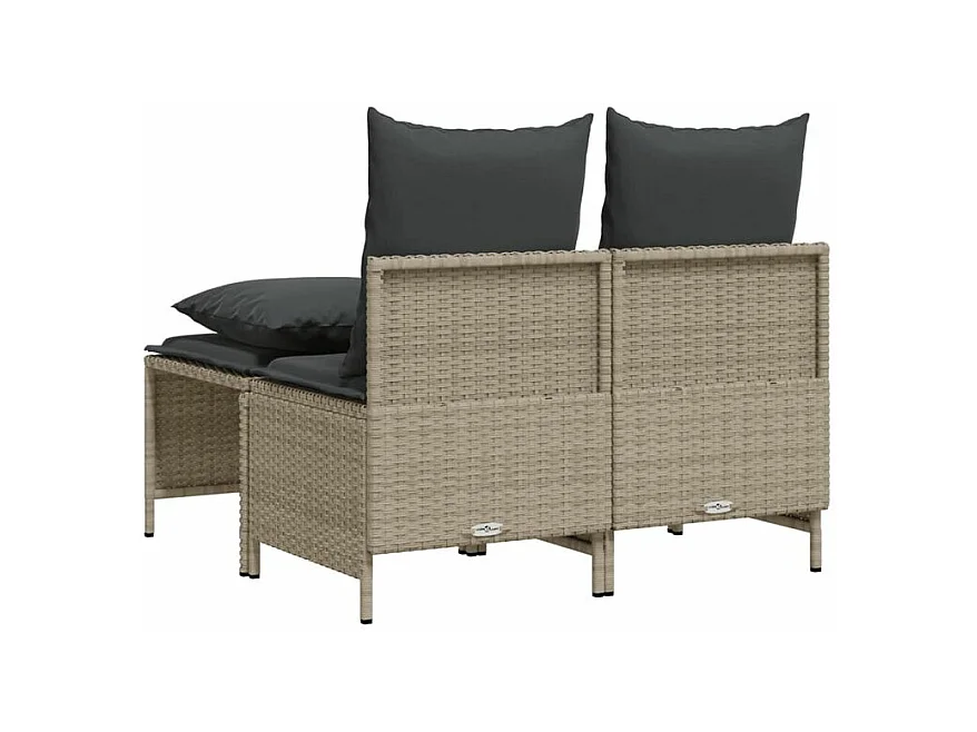 Salon de jardin 4 pcs avec coussins gris clair résine tressée