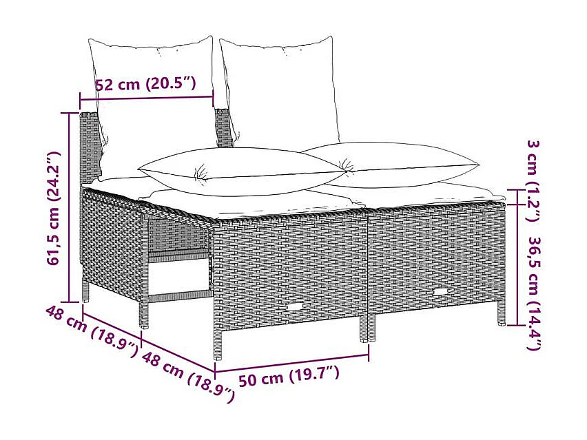 Salon de jardin 4 pcs avec coussins gris clair résine tressée