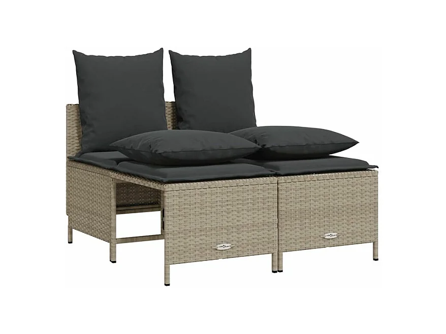 Salon de jardin 4 pcs avec coussins gris clair résine tressée