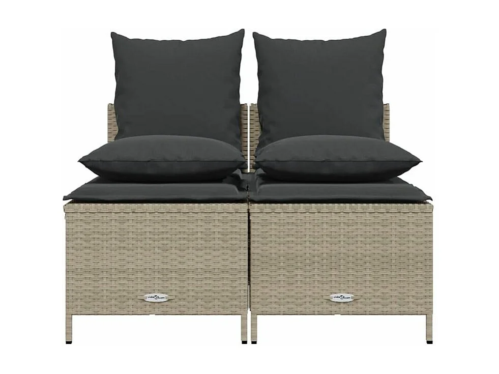 Salon de jardin 4 pcs avec coussins gris clair résine tressée