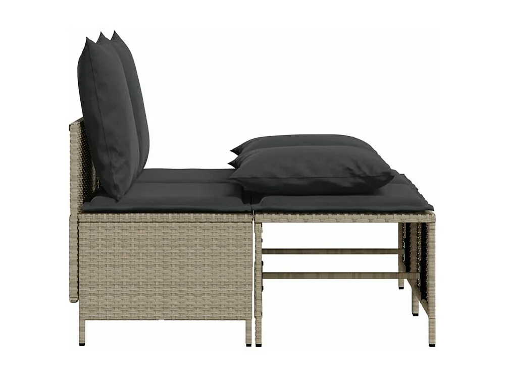 Salon de jardin 4 pcs avec coussins gris clair résine tressée