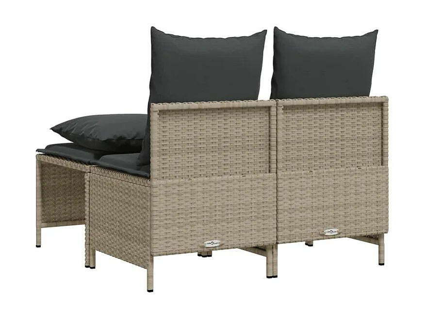 Salon de jardin 4 pcs avec coussins gris clair résine tressée