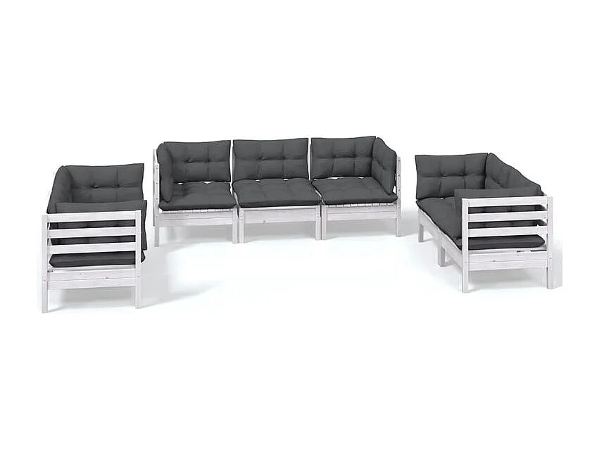 Salon de jardin 7 pcs avec coussins Bois de pin massif
