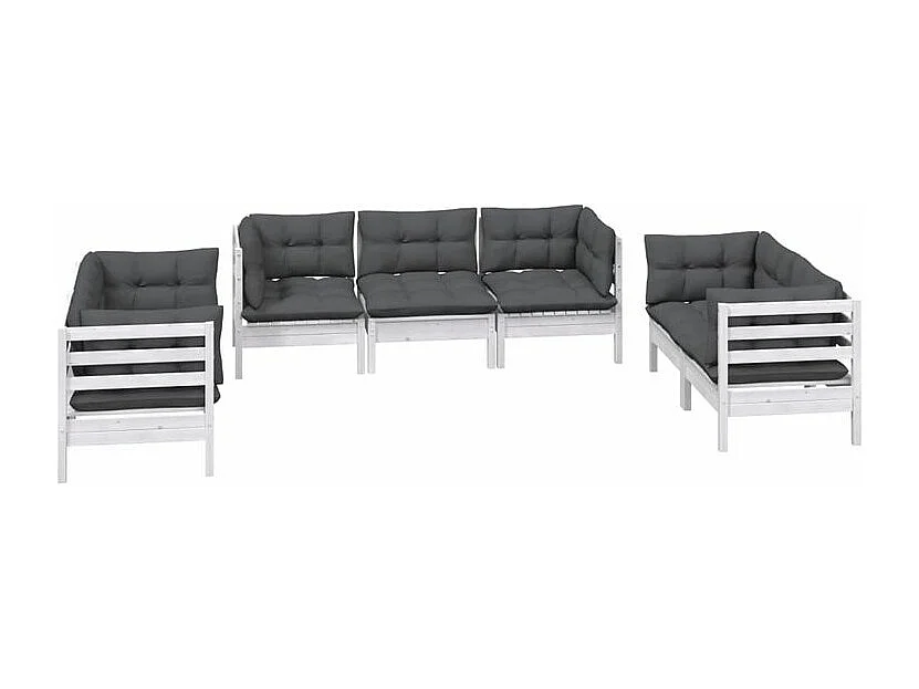 Salon de jardin 7 pcs avec coussins Bois de pin massif