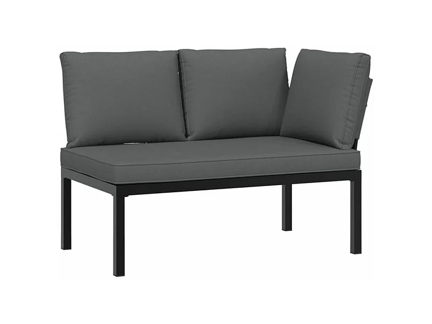 Salon de jardin 2 pcs avec coussins noir aluminium