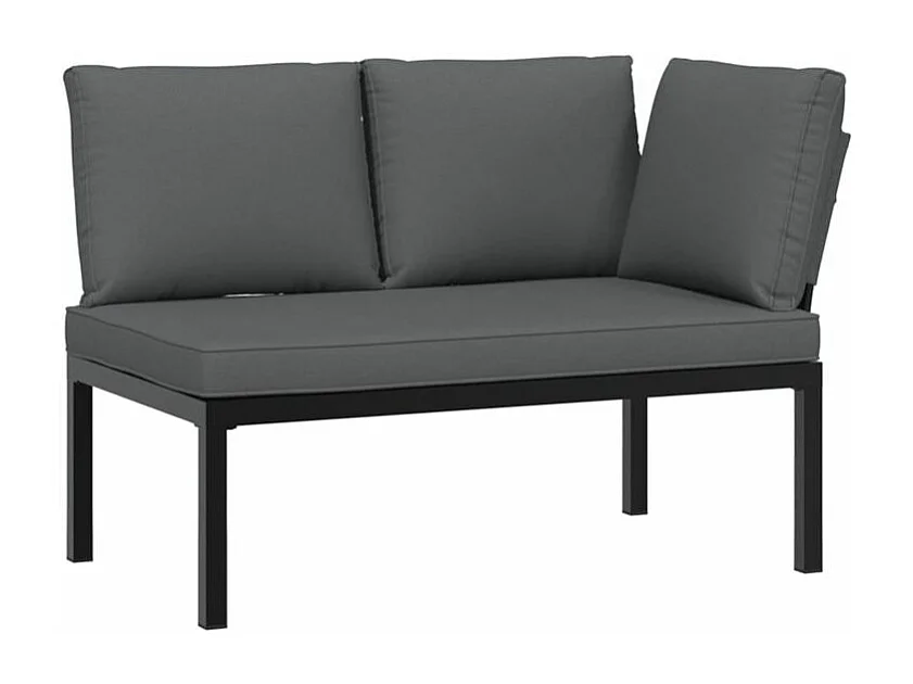 Salon de jardin 2 pcs avec coussins noir aluminium